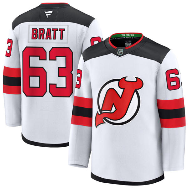 Mens New Jersey Devils #63 Jesper Bratt Fanatics Away White Jersey