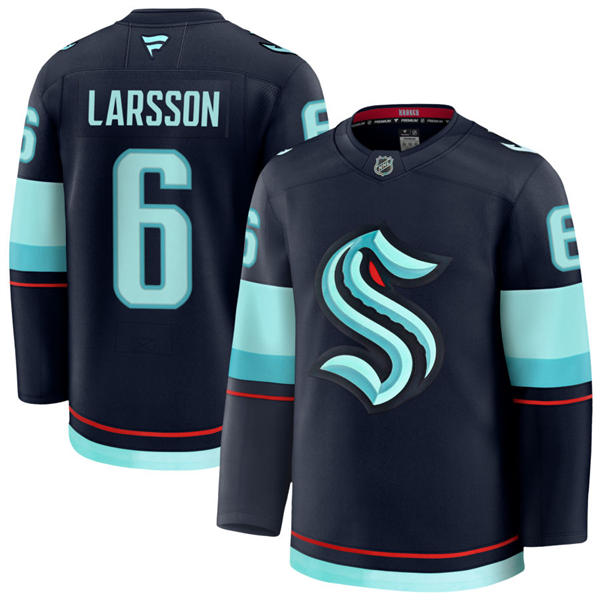 Mens Seattle Kraken #6 Adam Larsson Fanatics Navy Home Premium Player Jersey
