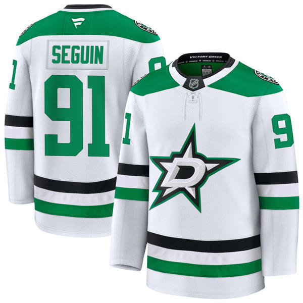 Mens Dallas Stars #91 Tyler Seguin Fanatics White Away Player Jersey