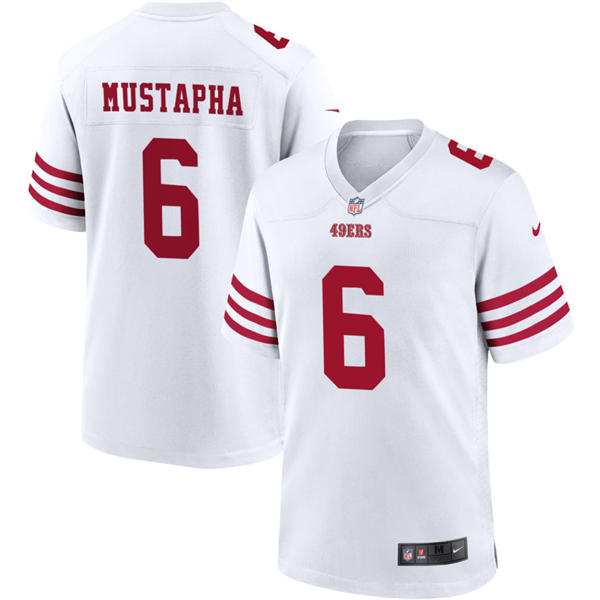 Mens San Francisco 49ers #6 Malik Mustapha Nike Home White 2023 F.U.S.E. Vapor Limited Jersey