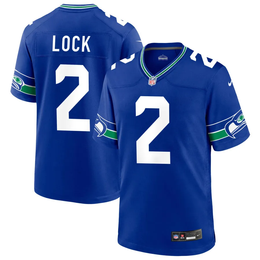 Men's Seattle Seahawks #2 Drew Lock Nike Royal Throwback F.U.S.E. Limited Jersey