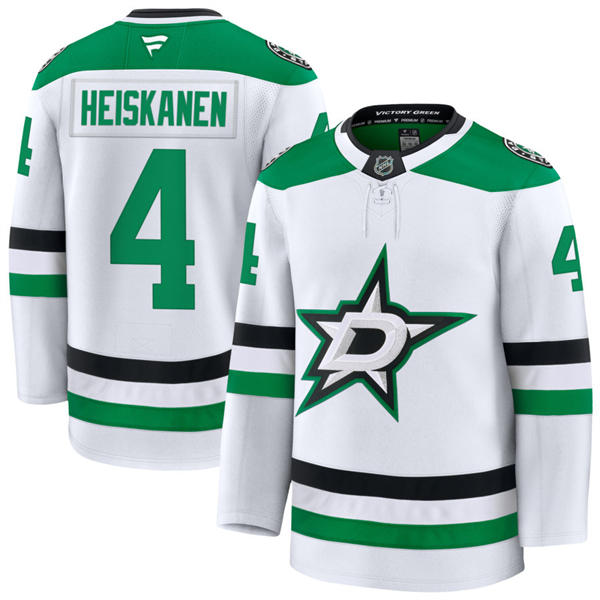 Mens Dallas Stars #4 Miro Heiskanen Fanatics White Away Player Jersey