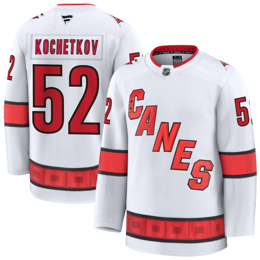 Men's Carolina Hurricanes #52 Pyotr Kochetkov Fanatics White Away Premier Player Jersey