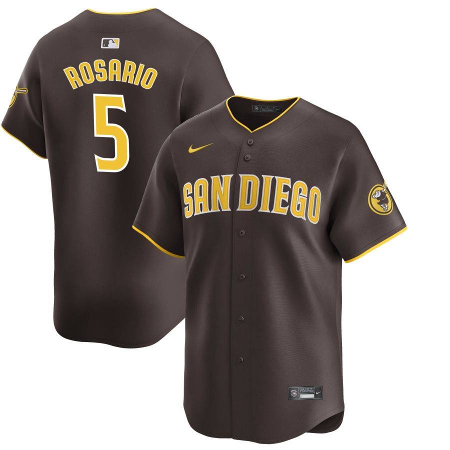 Mens San Diego Padres #5 Eguy Rosario Brown Road Player FlexBase Jersey