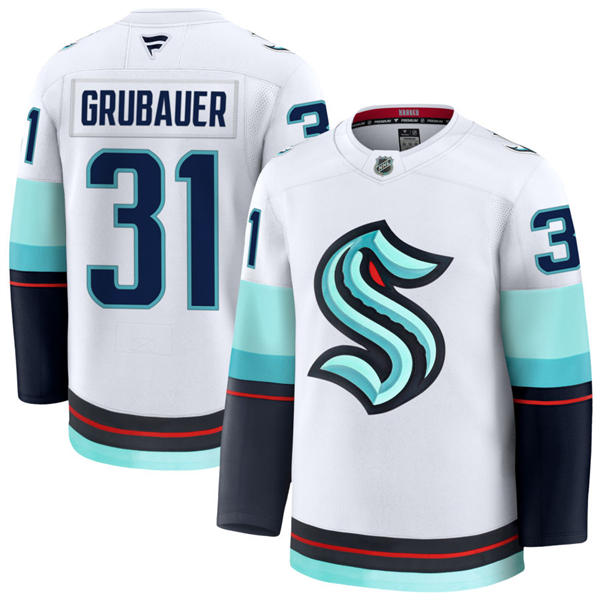 Mens Seattle Kraken #31 Philipp Grubauer Fanatics Away White Premium Player Jersey