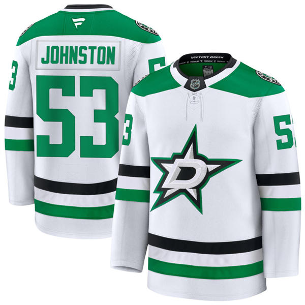 Mens Dallas Stars #53 Wyatt Johnston Stitched Fanatics White Away Player Jersey
