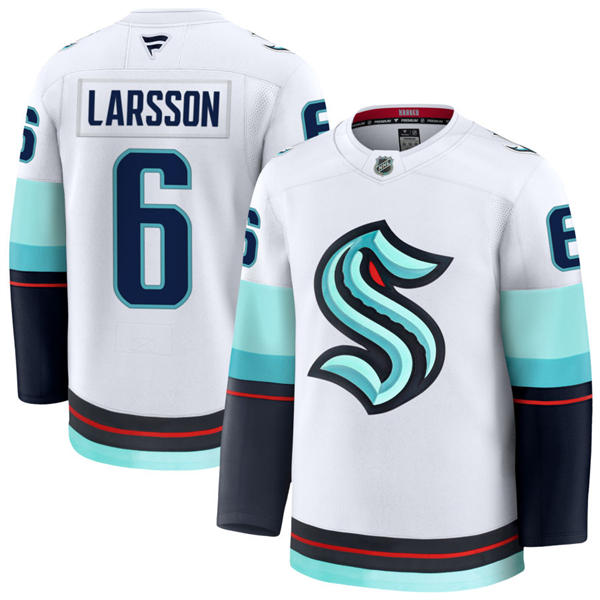 Mens Seattle Kraken #6 Adam Larsson Fanatics Away White Premium Player Jersey