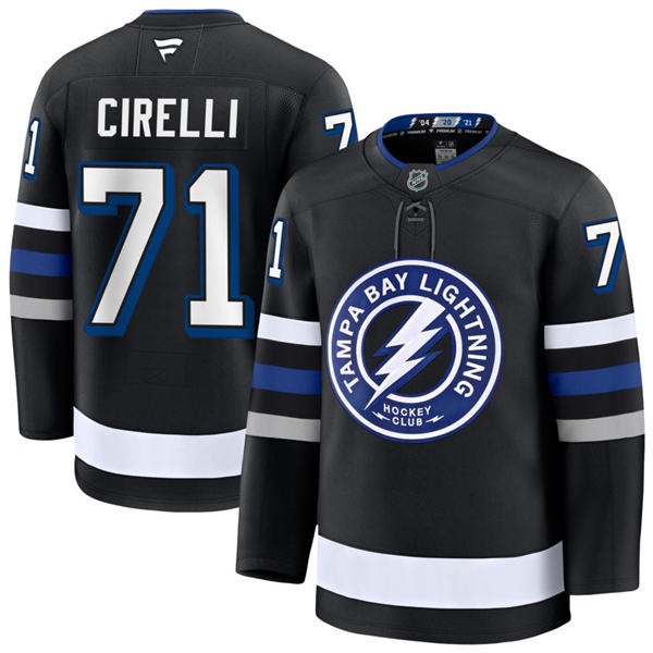 Mens Tampa Bay Lightning #71 Anthony Cirelli Fanatics Alternate Primegreen Jersey Black