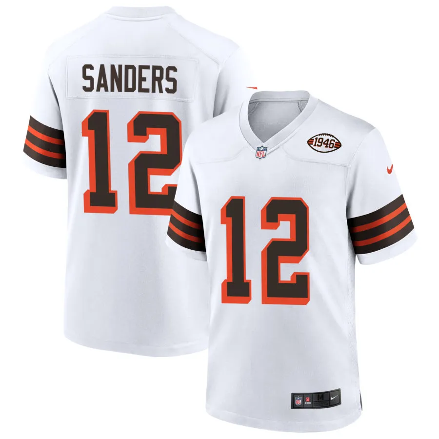 Youth Cleveland Browns #12 Shedeur Sanders Nike White 1946 Collection 75th Anniversary Limited Jersey