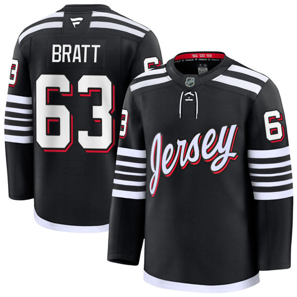 Mens New Jersey Devils #63 Jesper Bratt Fanatics  Black Alternate Premier Player Jersey