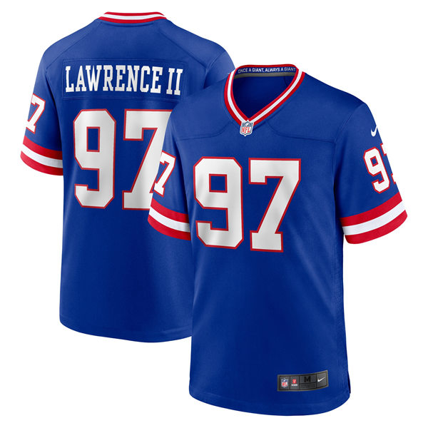 Men's New York Giants #97 Dexter Lawrence II Royal Classic Vapor Limited Jersey