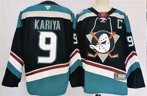 Mens Anaheim Ducks #9 Paul Kariya Fanatics Black Alternate Bargain Jersey