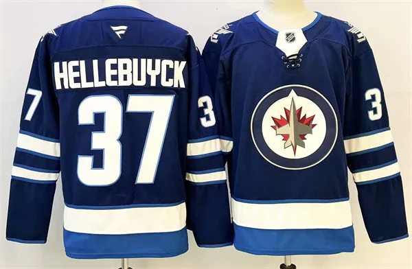 Men's Winnipeg Jets #37 Connor Hellebuyck Fanatics Navy Home Jersey