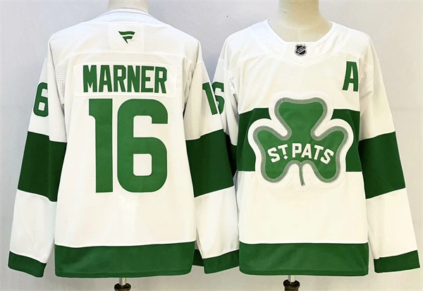 Men's Toronto Maple Leafs #16 Mitch Marner Fanatics White 2024 St. Patricks Alternate Premier Player Jersey