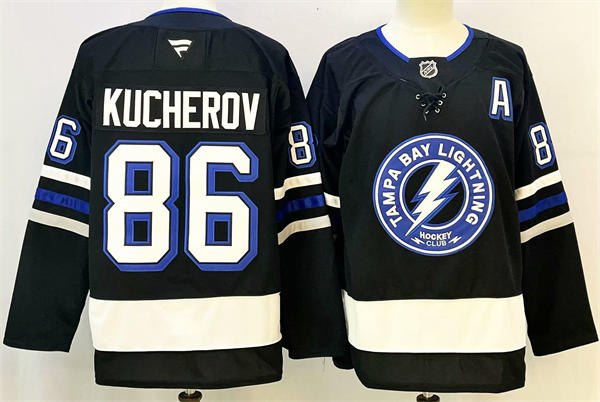 Mens Tampa Bay Lightning #86 Nikita Kucherov 2023-24 Alternate Primegreen Jersey Black