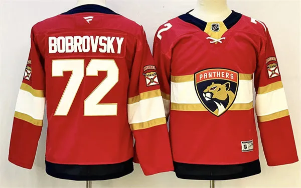 Youth Florida Panthers #72 Sergei Bobrovsky Red Stitched Fanatics Jersey
