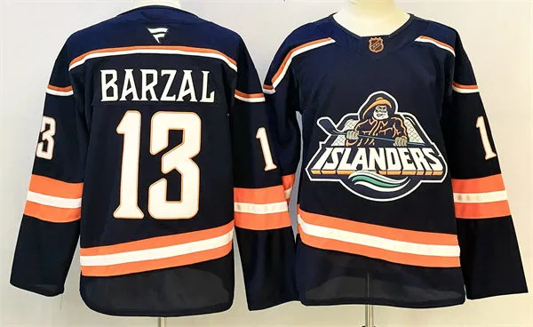 Men's New York Islanders #13 Mathew Barzal Navy 2022 Reverse Retro Primegreen Jersey