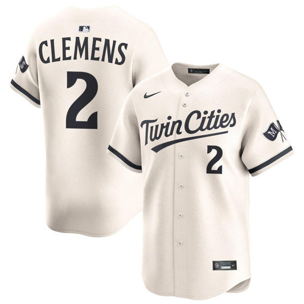 Mens Minnesota Twins #2 Kody Clemens Nike Cream Alternate Vapor Limited Jersey