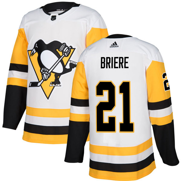 Mens Pittsburgh Penguins Retired Player #21 Michel Briere adidas Away White Player Jersey